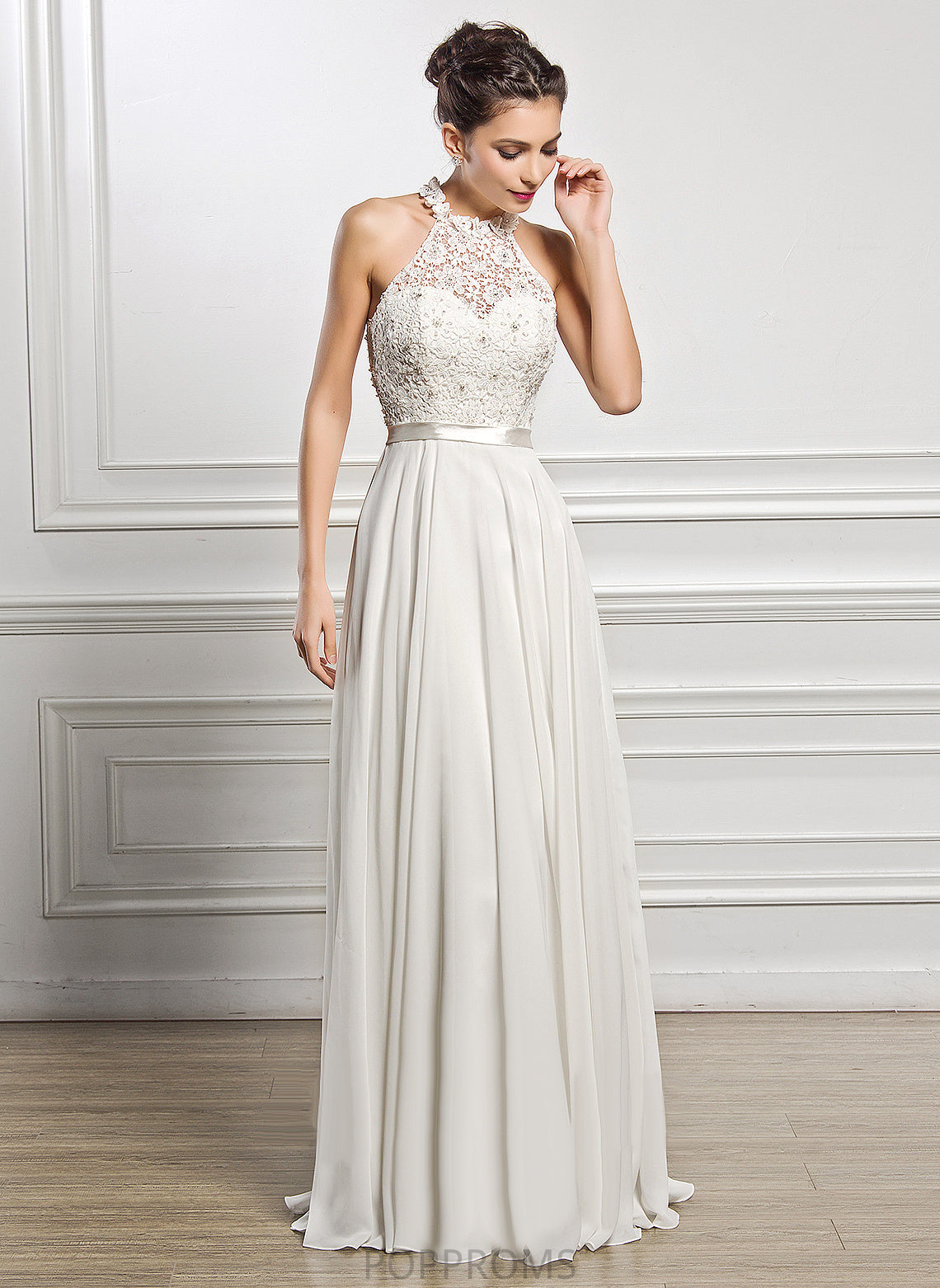 Sequins Dress With Chiffon Wedding Dresses Floor-Length Lace Wedding Marie Beading A-Line