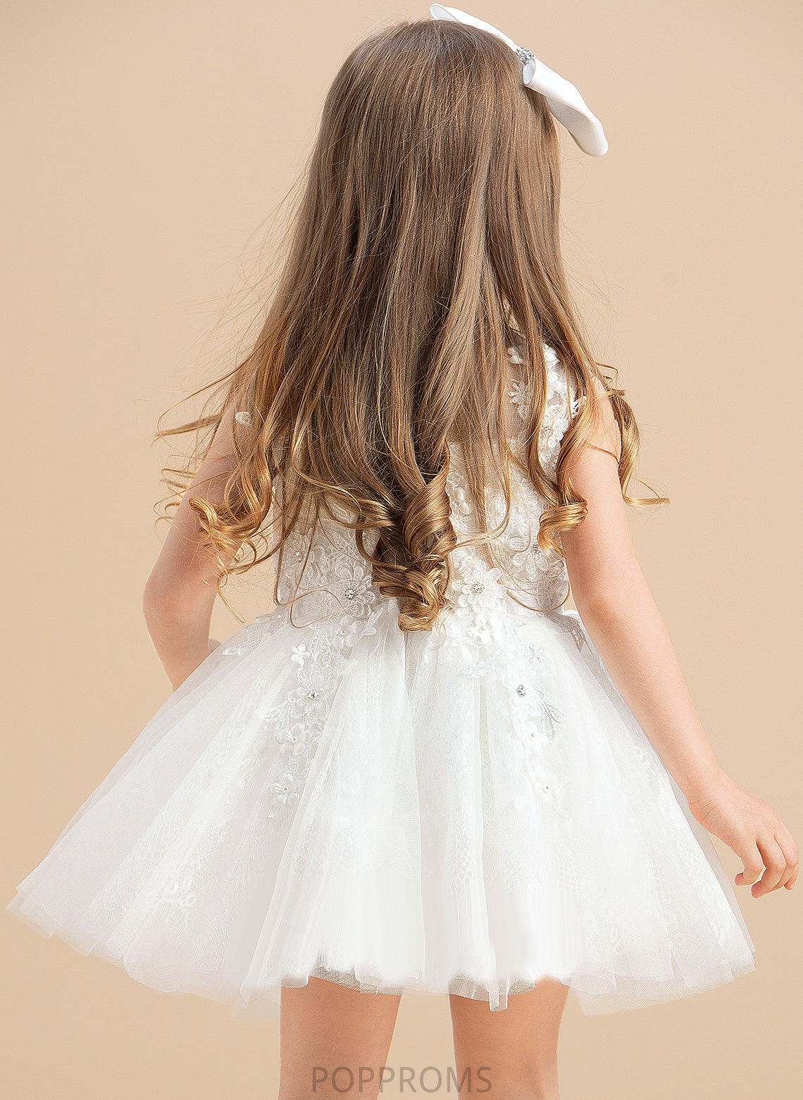 Girl Beading/Appliques Dress Tulle Ball-Gown/Princess With Flower Girl Dresses Sleeveless Neck Glenda Scoop Knee-length Flower -