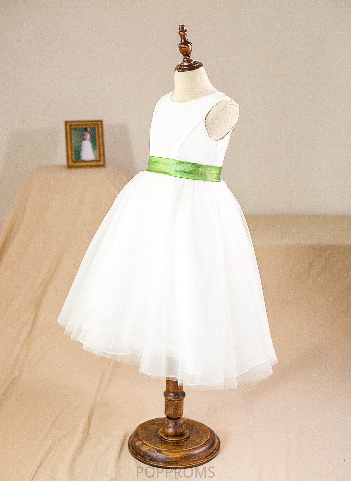 Knee-length With Dress Flower Girl Dresses Ball Scoop Tulle Girl - Neck Sash Lillianna Flower Gown Sleeveless