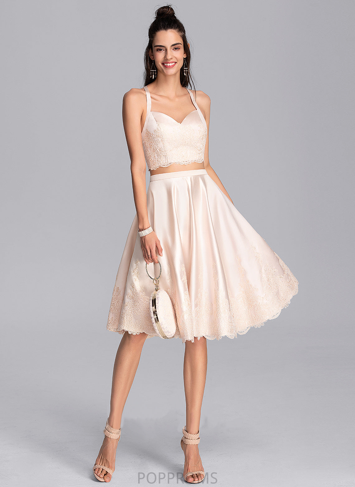 Knee-Length Dress Elise Lace Satin Sweetheart Homecoming With Homecoming Dresses A-Line