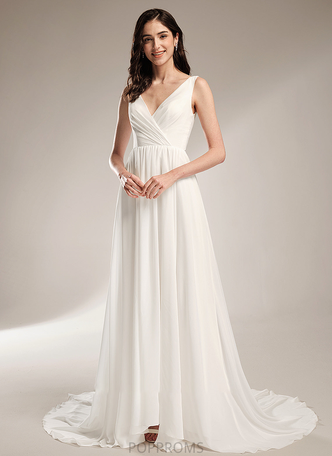 Wedding Dresses Wedding Train V-neck Greta Dress With A-Line Court Lace