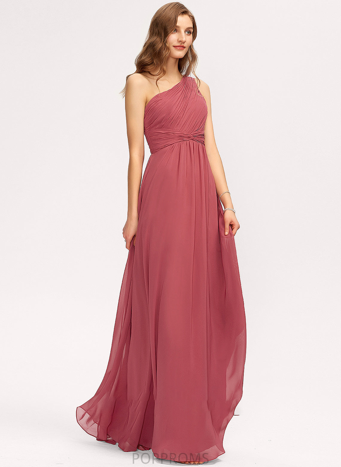 Silhouette Ruffle One-Shoulder Floor-Length Embellishment Fabric Length Neckline A-Line Sabrina Floor Length A-Line/Princess Bridesmaid Dresses