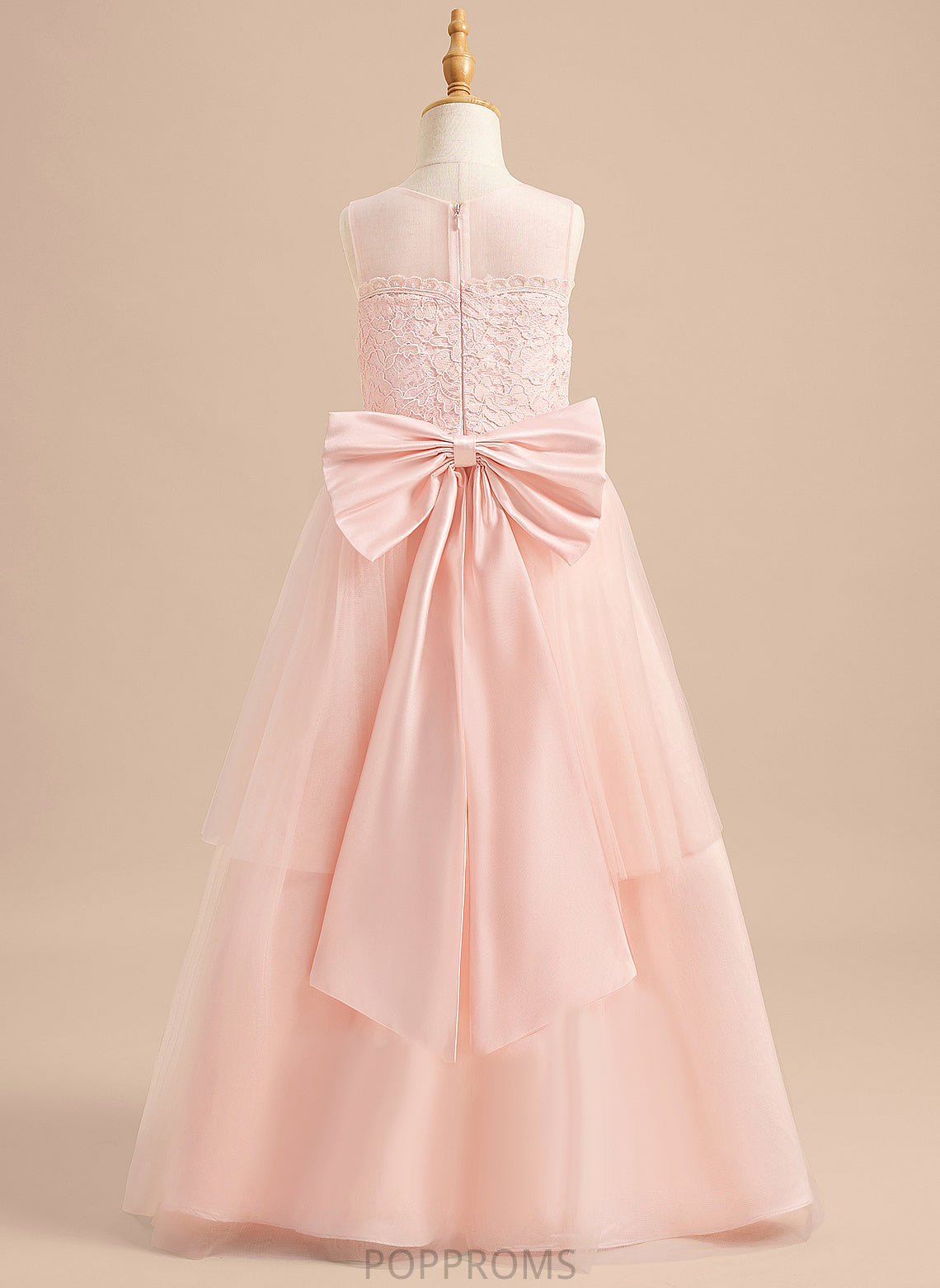 Floor-length Clare Scoop With Girl Flower Neck - Dress Lace/Bow(s) Flower Girl Dresses A-Line Sleeveless Tulle