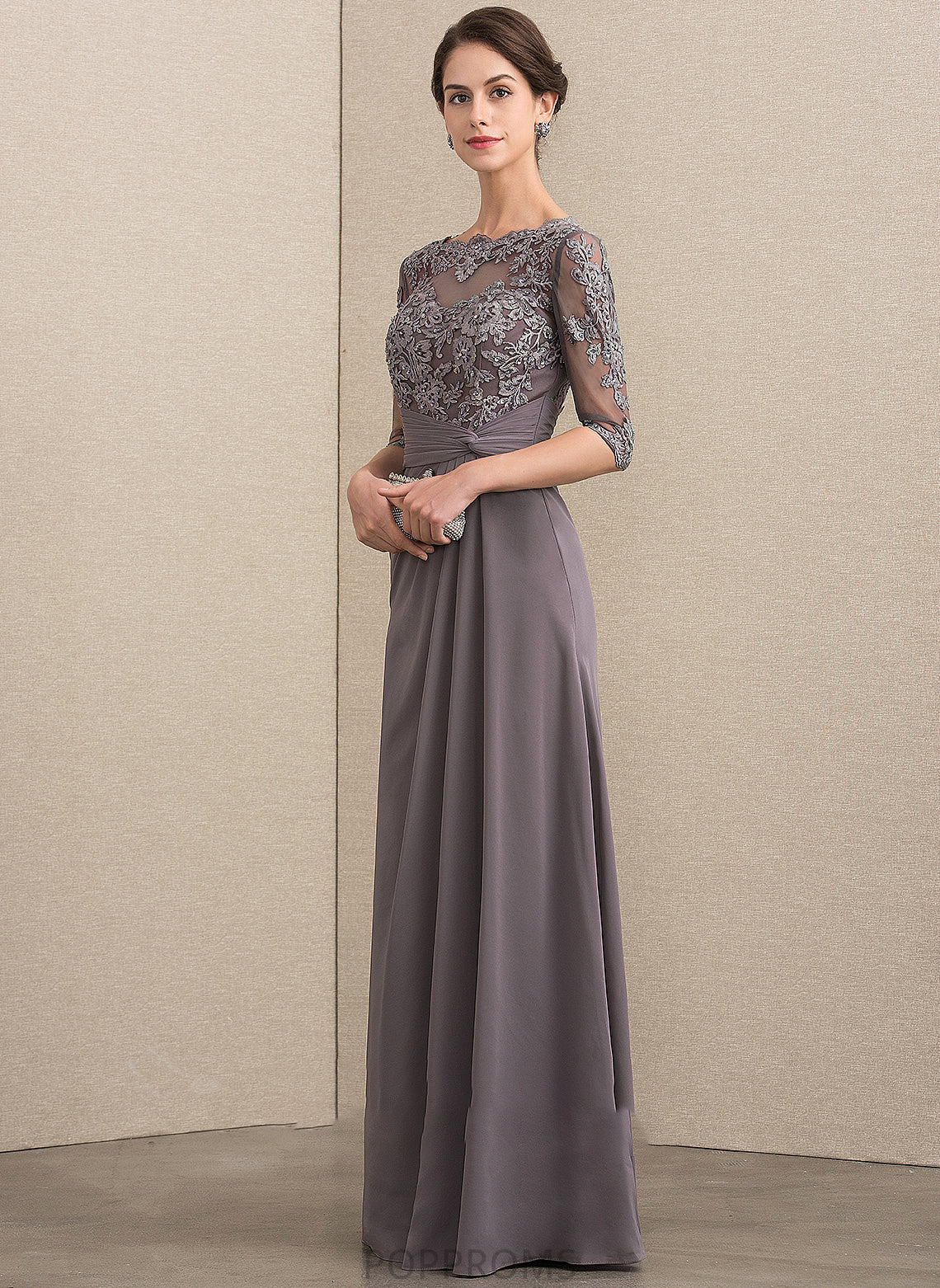 Mother of the Bride Dresses Mother Neck Chiffon Sequins A-Line Beading of Scoop Lace With Dress the Bride Samantha Floor-Length