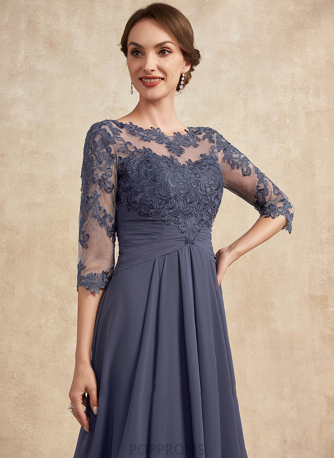 Neck Mother of the Bride Dresses Ruffle Asymmetrical With Mother the A-Line Kelsie Chiffon Lace of Bride Scoop Dress