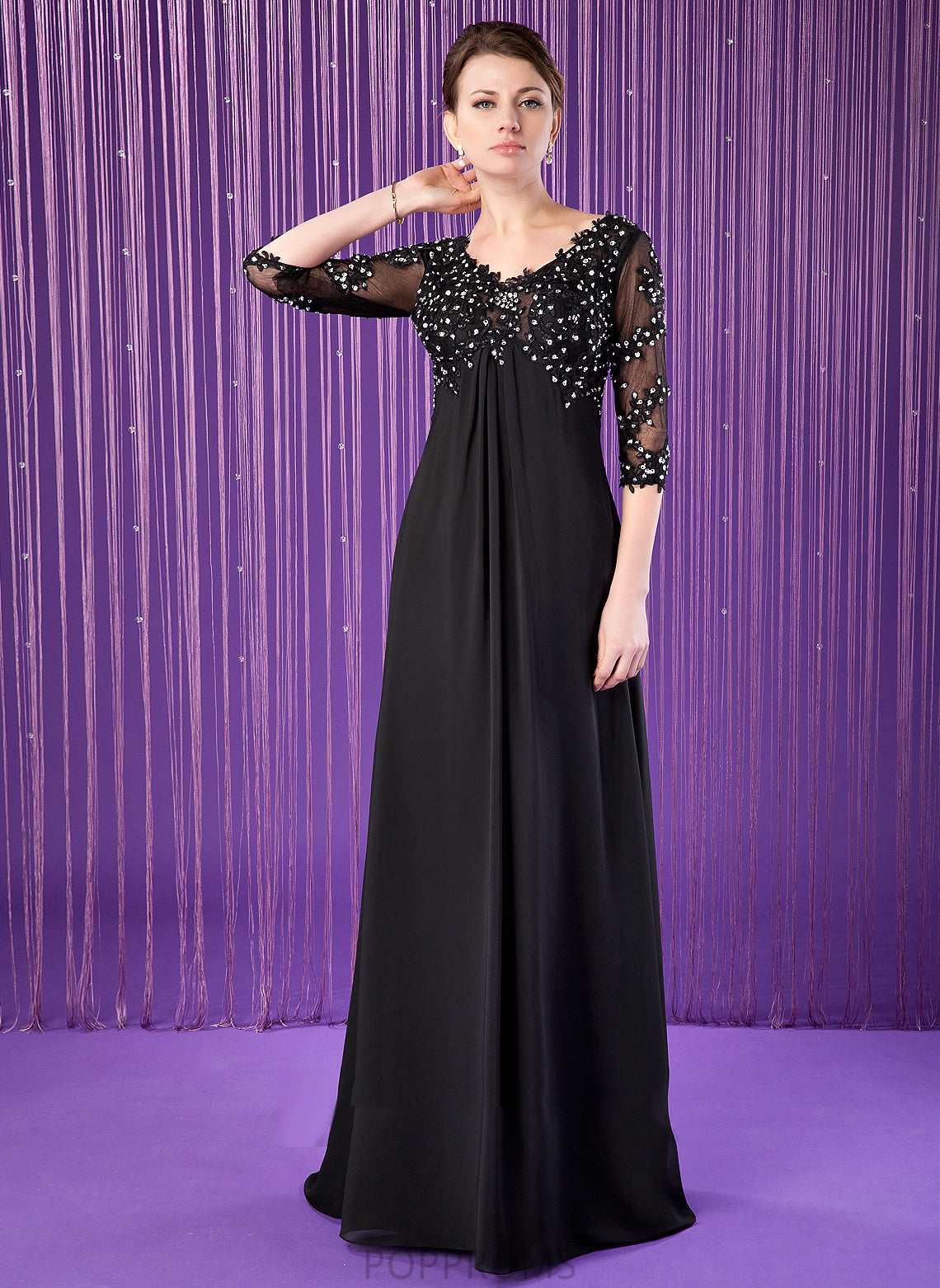 of Mother of the Bride Dresses Train Sweep Mother Chiffon Lace Natalie Dress Bride the Empire Beading With V-neck