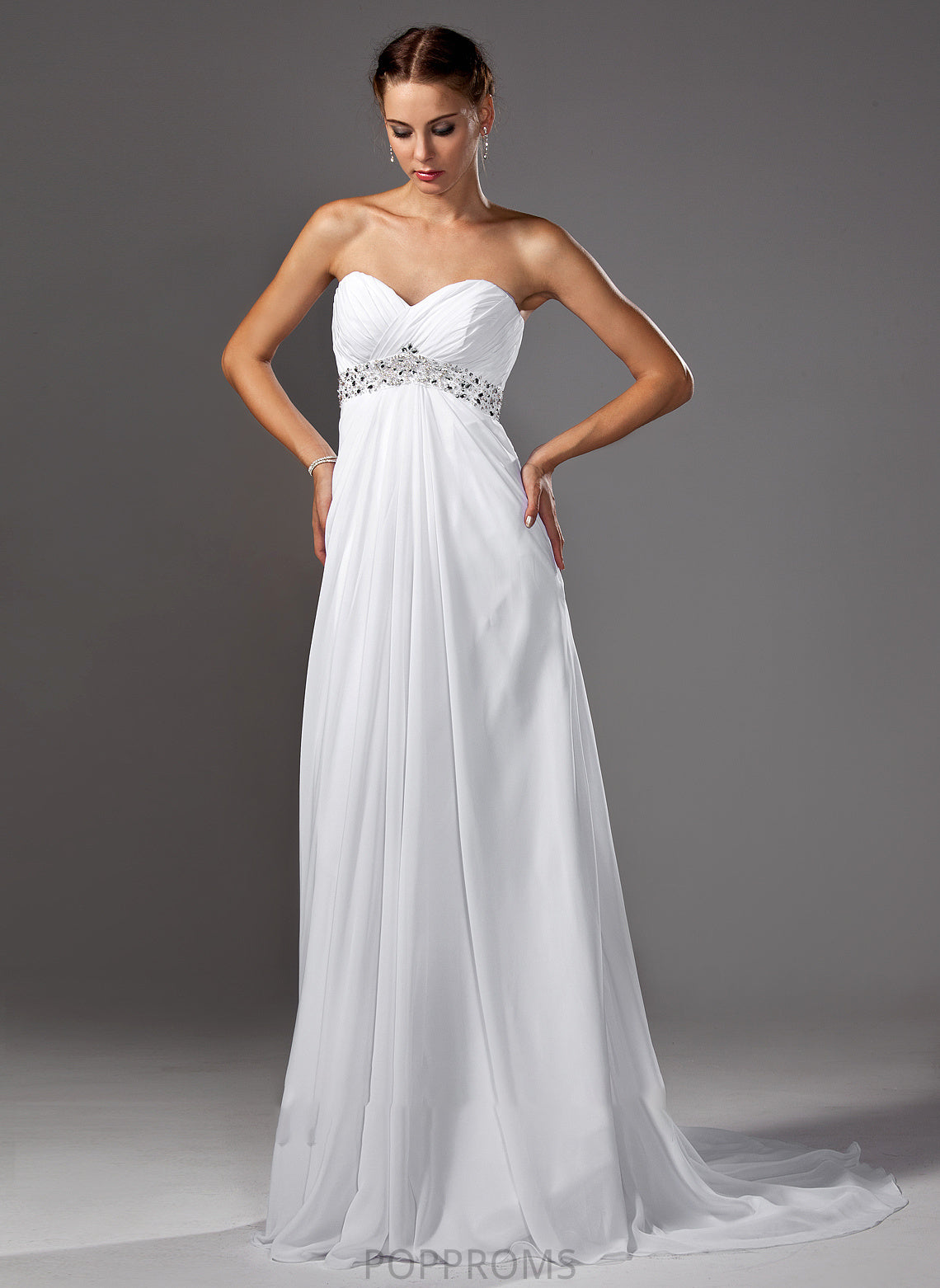 Train Wedding Empire Sweep Brianna With Dress Wedding Dresses Beading Chiffon Ruffle Sweetheart