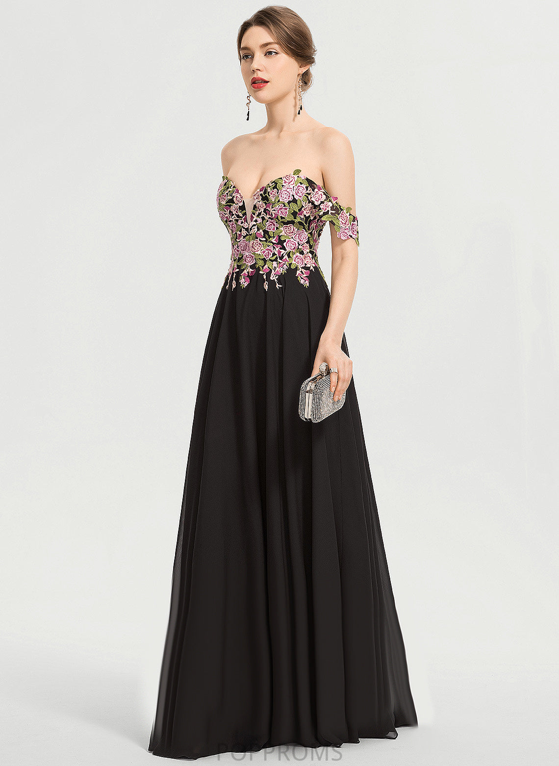 Prom Dresses Ball-Gown/Princess Lace Lillie Off-the-Shoulder Floor-Length Chiffon