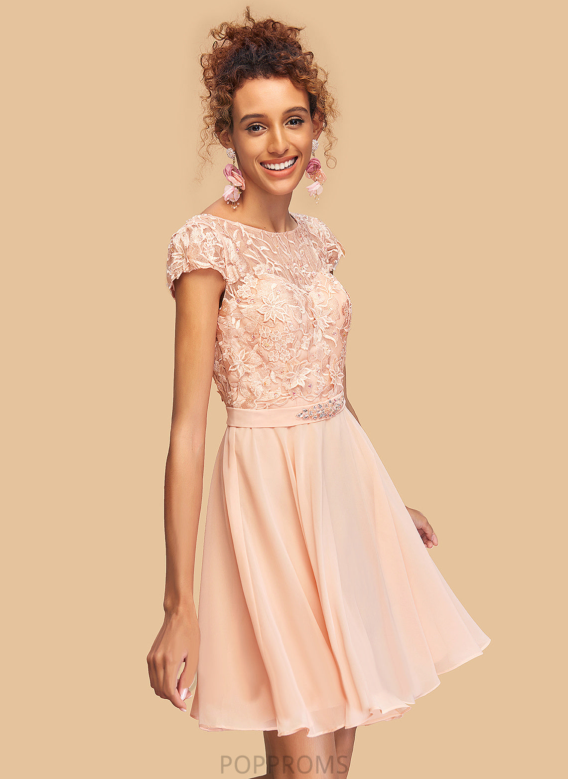 Homecoming Dresses Homecoming Lace Chiffon With Beading Dress Nancy Scoop Neck Short/Mini A-Line