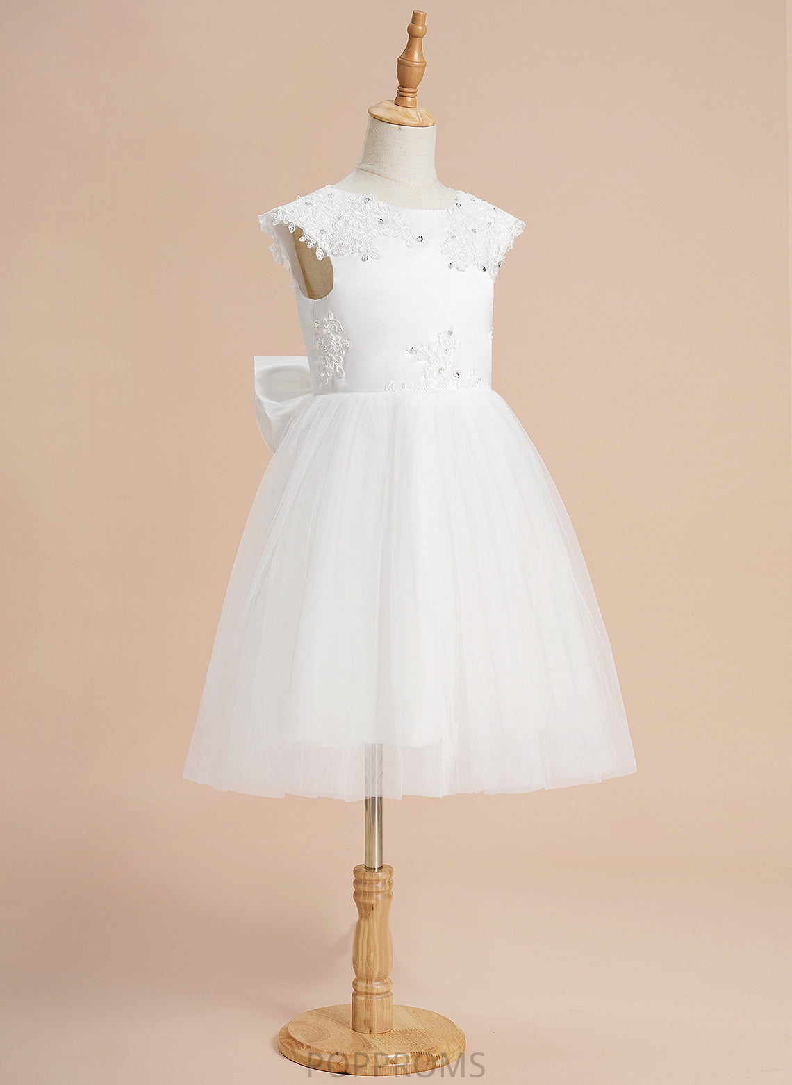 Kierra Girl Sleeveless Dress A-Line Neck Knee-length Flower Girl Dresses Tulle Scoop Flower Beading/Sequins/Bow(s) - With