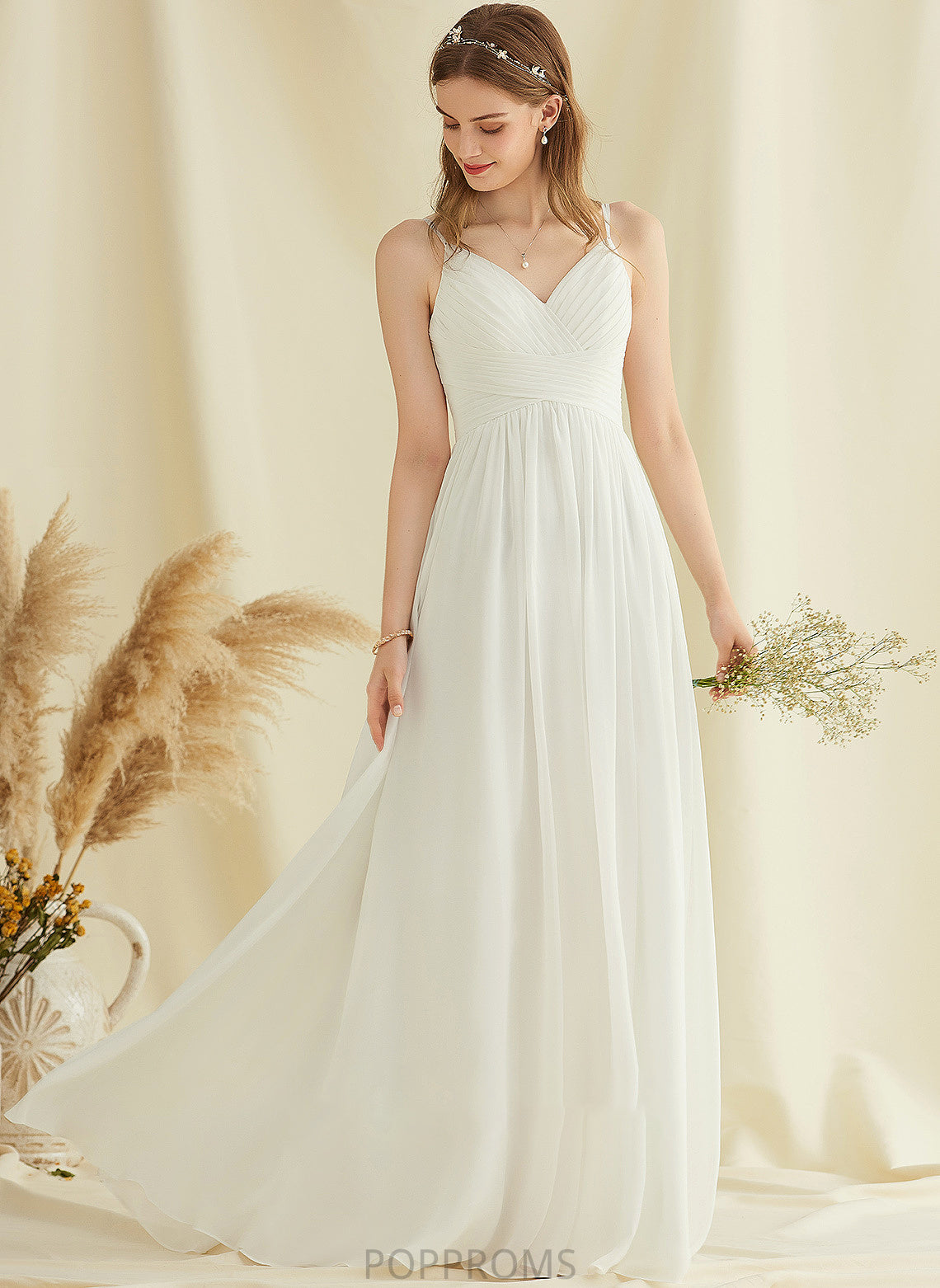 Brittany Chiffon Floor-Length Lace With Dress Wedding Wedding Dresses V-neck A-Line