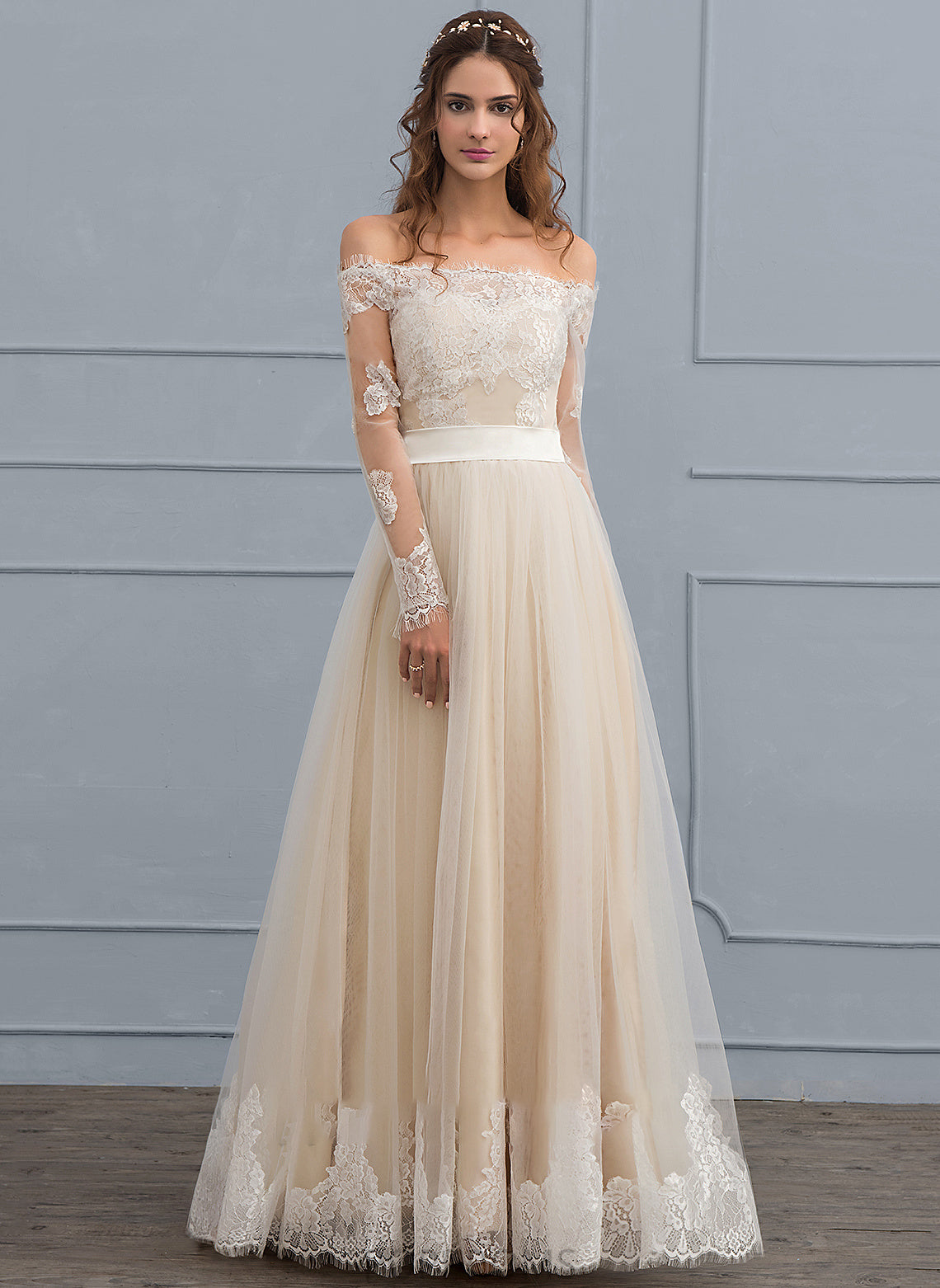 A-Line Floor-Length Dress Lace Tulle Wedding Wedding Dresses Arianna