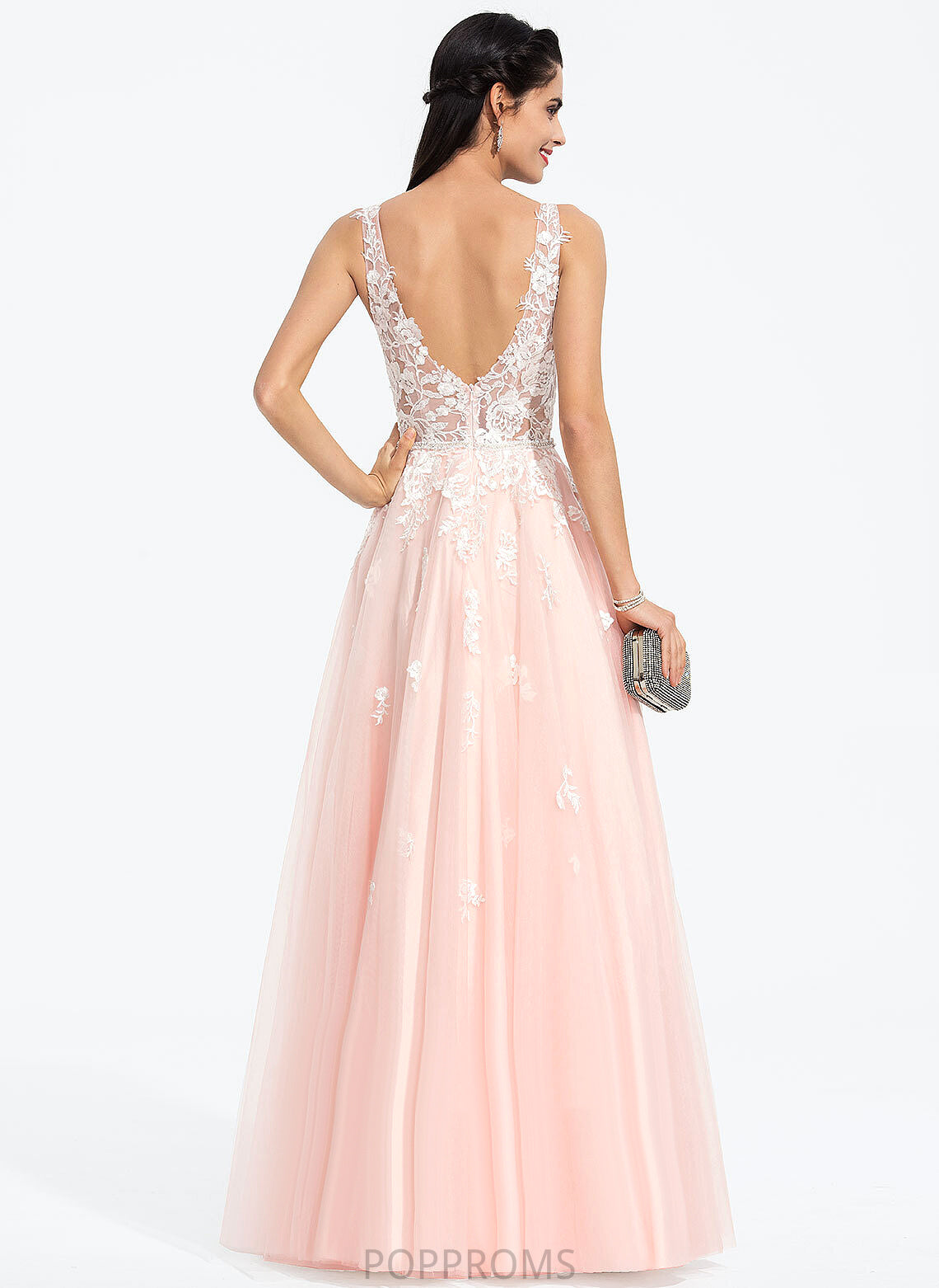 Paloma Ball-Gown/Princess Prom Dresses Lace With Floor-Length Sequins V-neck Beading Tulle