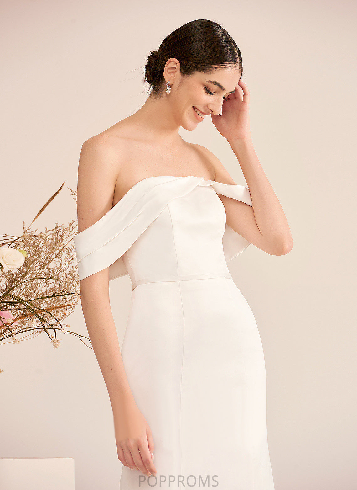 With Ruffle Dress Wedding Dresses Trumpet/Mermaid Off-the-Shoulder Sweep Train Satin Kiley Wedding