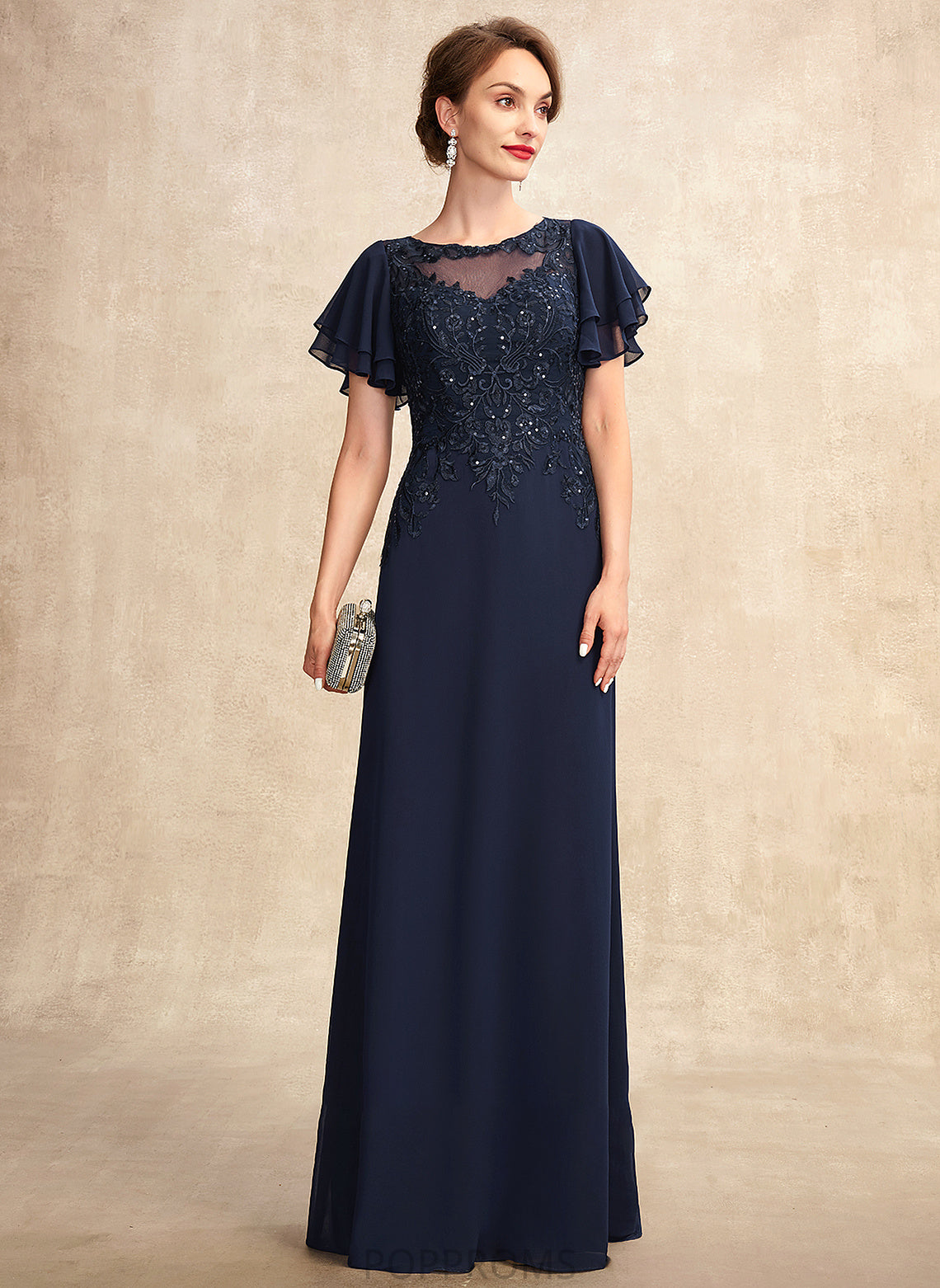 A-Line Neck Sequins the Chiffon Scoop Lace With Floor-Length Mother Dress Katie Mother of the Bride Dresses Bride of