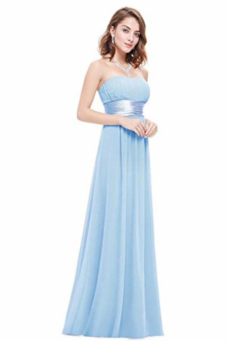 Chiffon Sweetheart Neck A Line Sleeveless Wedding Bridesmaid Long Evening  Festive Party Dress