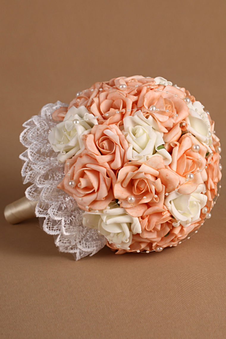 Beautiful Pearl Round Roses Bouquets Wedding Flowers (22*20cm)