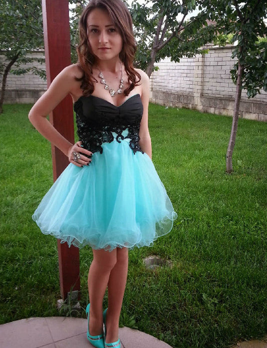 A-Line Sweetheart -Up Light Adalynn Homecoming Dresses Lace Blue Short 2024 With