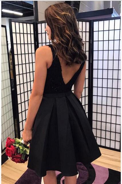 Homecoming Dresses Lace Kirsten A-Line V-Neck Black 2024 With