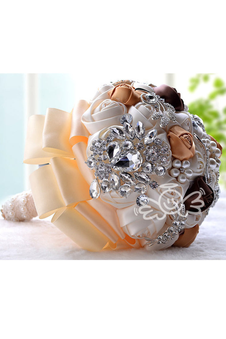 Elegant Round Satin/Brooch Bridal Bouquets