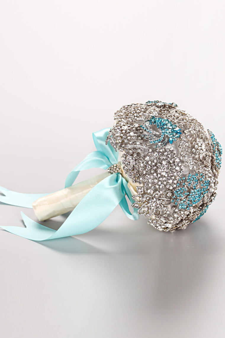 Round Shape Wedding Bouquet Acrylic Cristal Beads With Ribbon Handle (26*18cm)