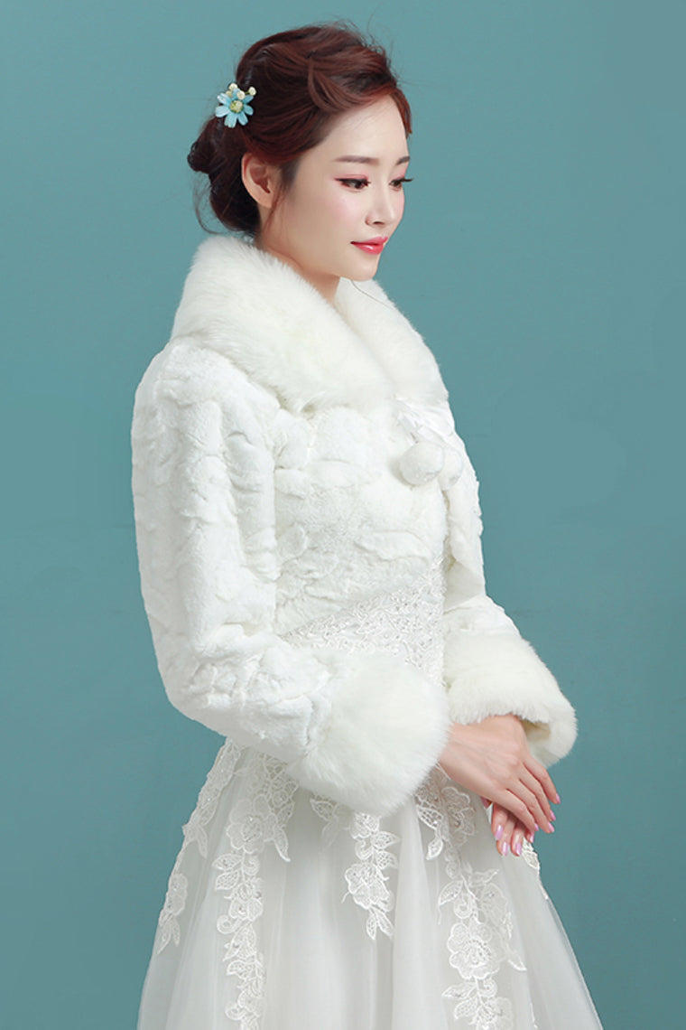 Long Sleeves Faux Fur Wedding Wrap