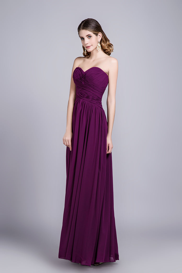 Affordable Bridesmaid Dresses/Prom Dresses A-Line Sweetheart Floor-Length Chiffon Grape