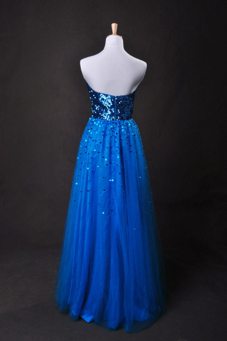 Cheap Prom Dresses Blue  A Line Sweetheart Floor Length Organza Cz