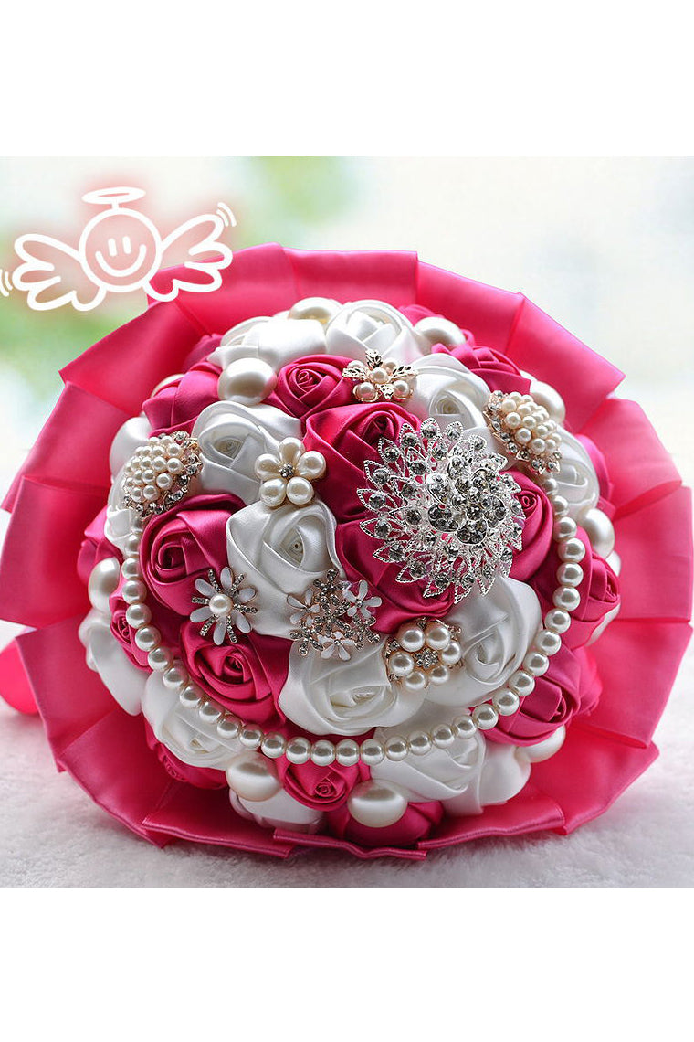 Noble Round Satin Bridal Bouquets With Pearl