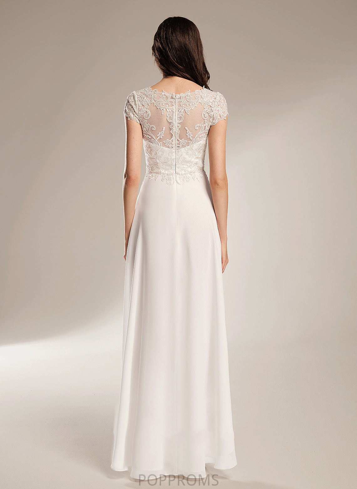 Wedding Dresses Chiffon Asymmetrical A-Line Dress Wedding Janey Lace V-neck