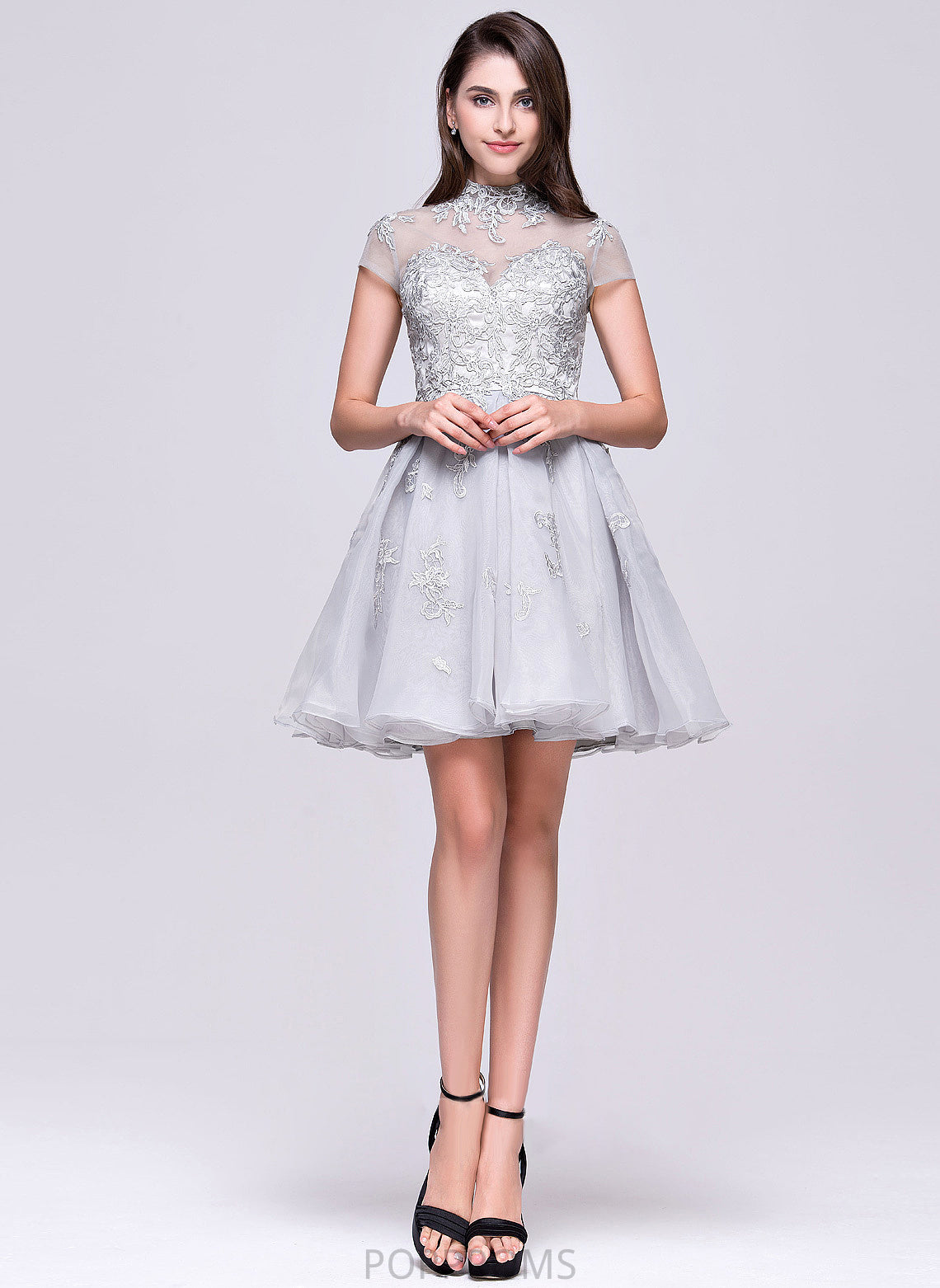 Homecoming Dresses Organza Lace With Dress Lace Short/Mini Appliques Neck A-Line Homecoming High Celia Tulle