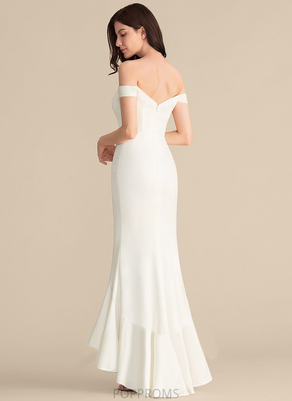 Ruffles Dress Denise Wedding Off-the-Shoulder Asymmetrical Cascading With Wedding Dresses Trumpet/Mermaid