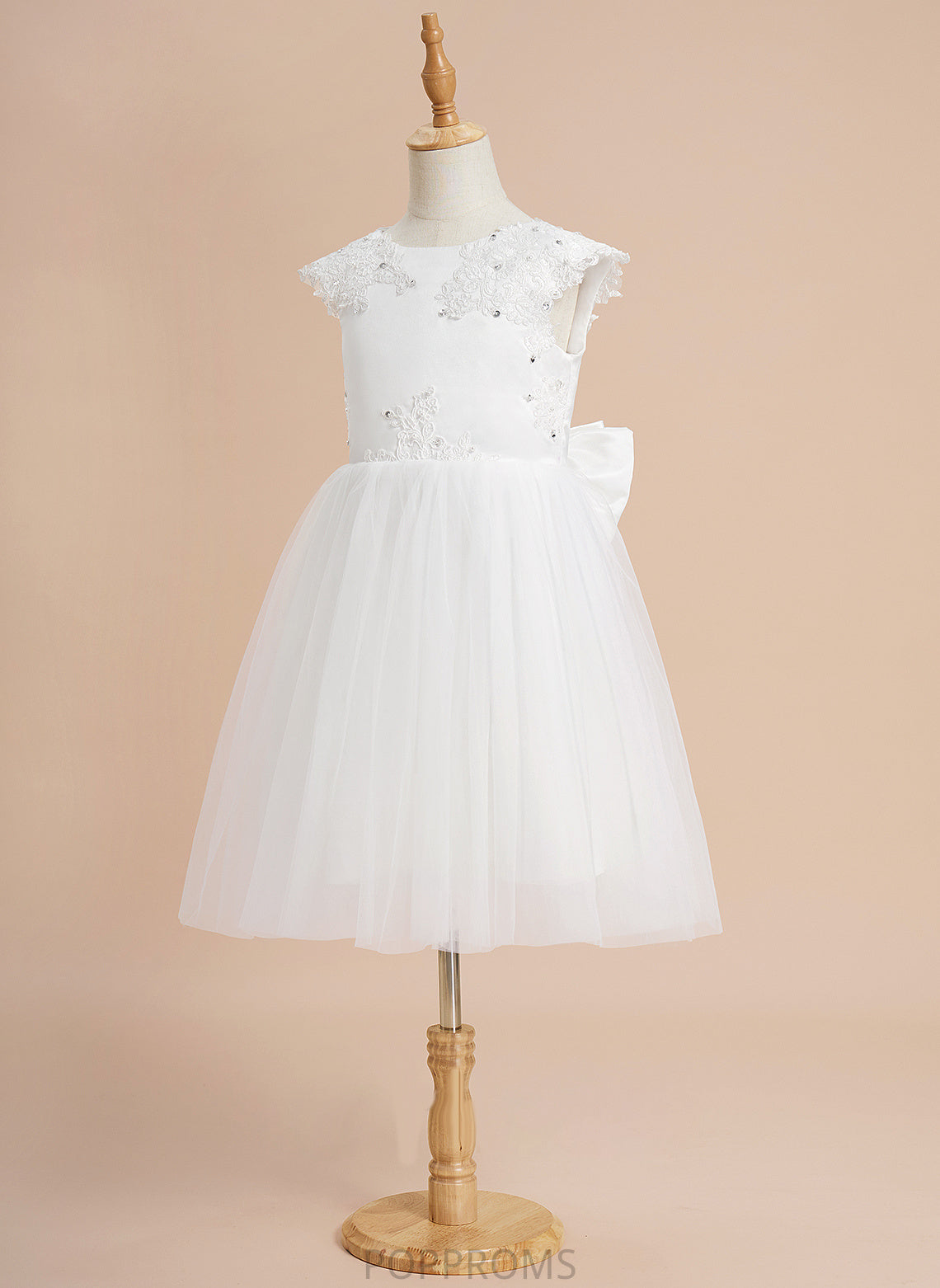 Kierra Girl Sleeveless Dress A-Line Neck Knee-length Flower Girl Dresses Tulle Scoop Flower Beading/Sequins/Bow(s) - With