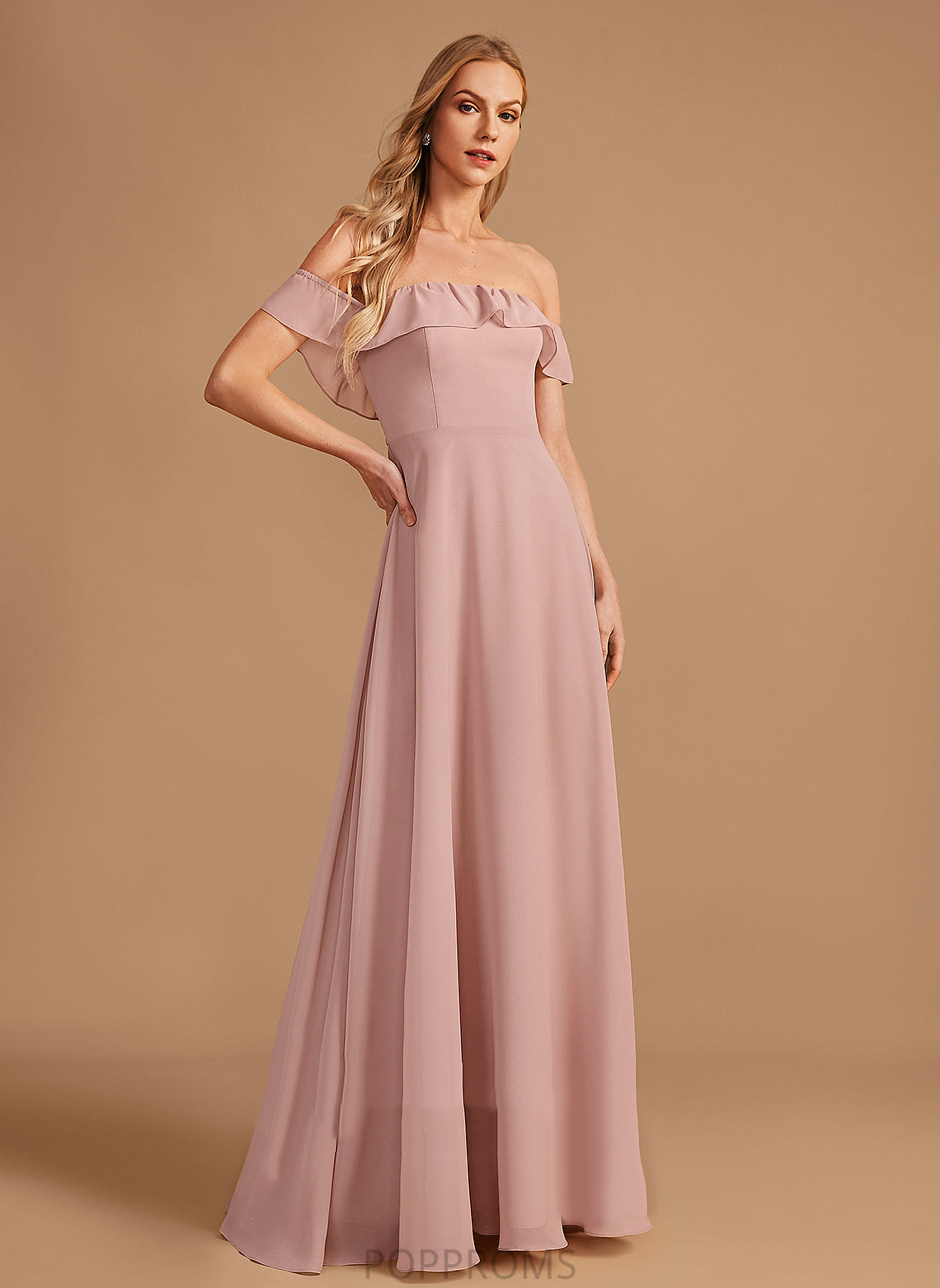 Fabric Length Off-the-Shoulder Ruffle Silhouette Neckline A-Line Floor-Length Embellishment Makenzie Scoop Velvet Bridesmaid Dresses