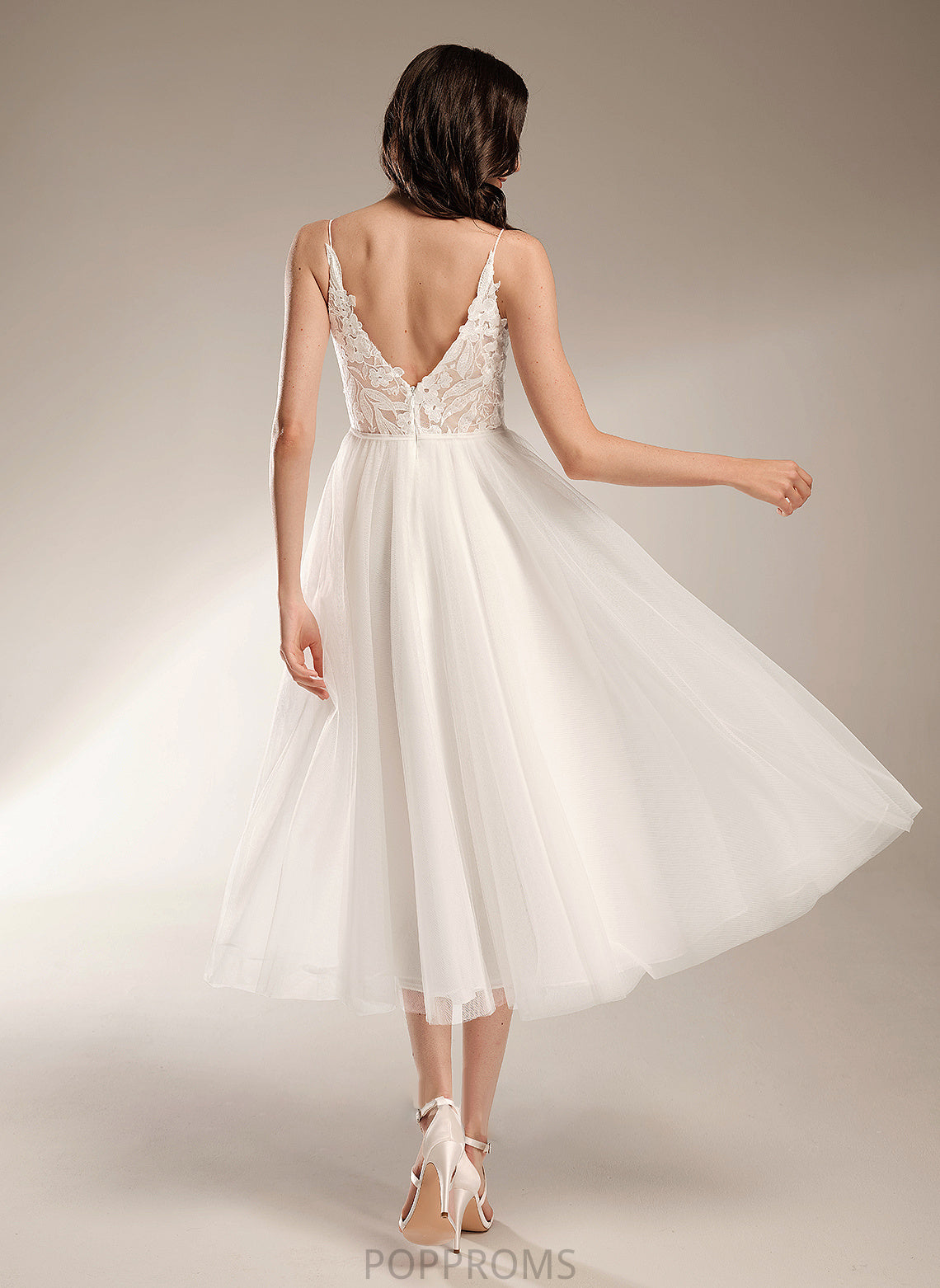 V-neck Wedding Avery Wedding Dresses Dress Tea-Length A-Line