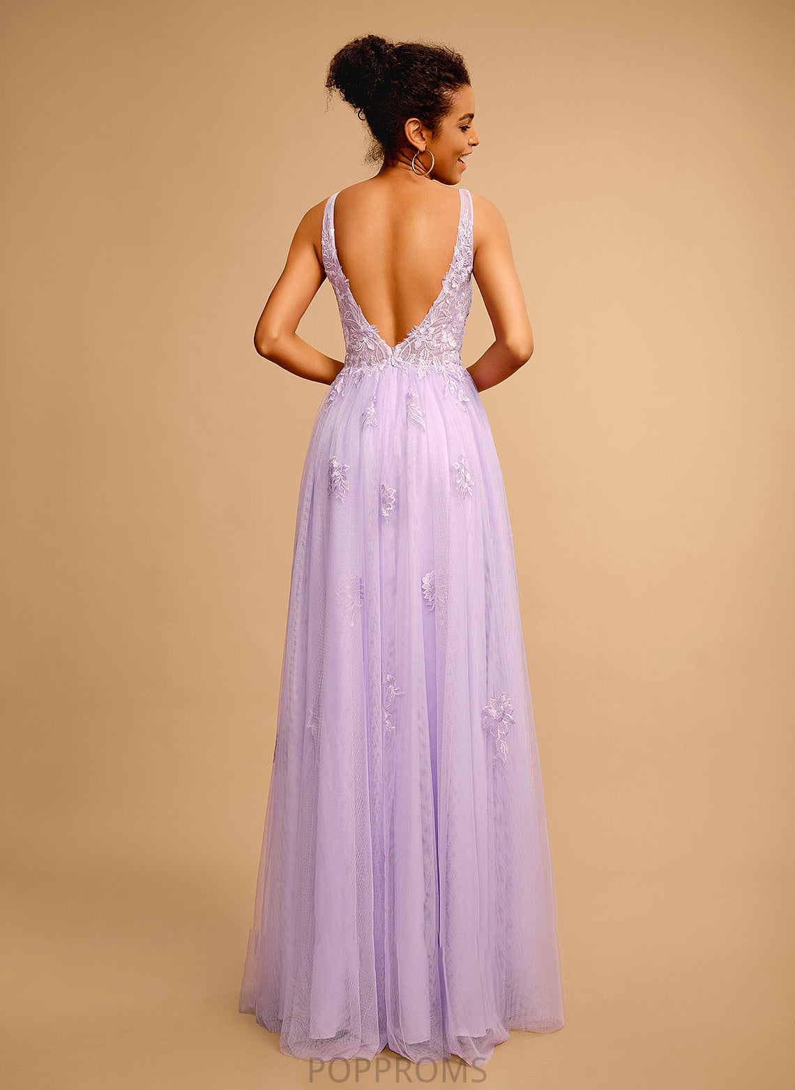 Lace Ball-Gown/Princess Floor-Length Tulle With V-neck Vicky Prom Dresses