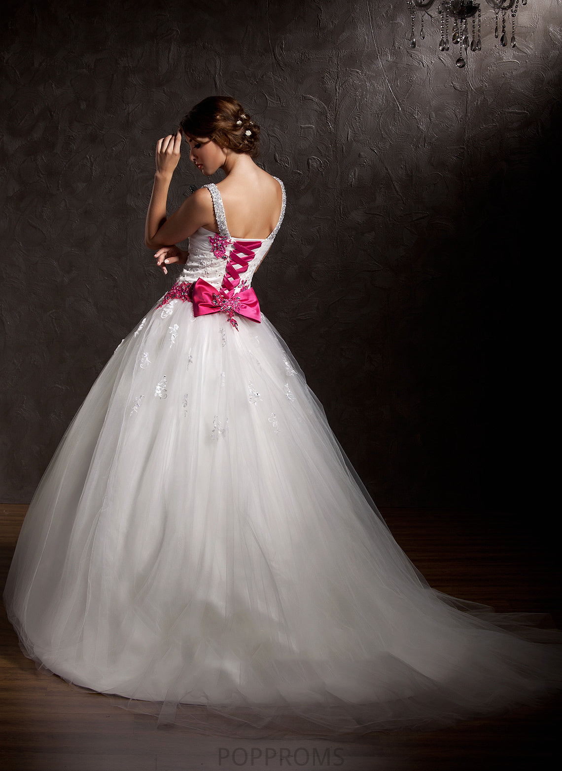 Bow(s) Nancy Chapel Sweetheart Wedding Dresses Ball-Gown/Princess Wedding Appliques With Lace Ruffle Tulle Train Dress