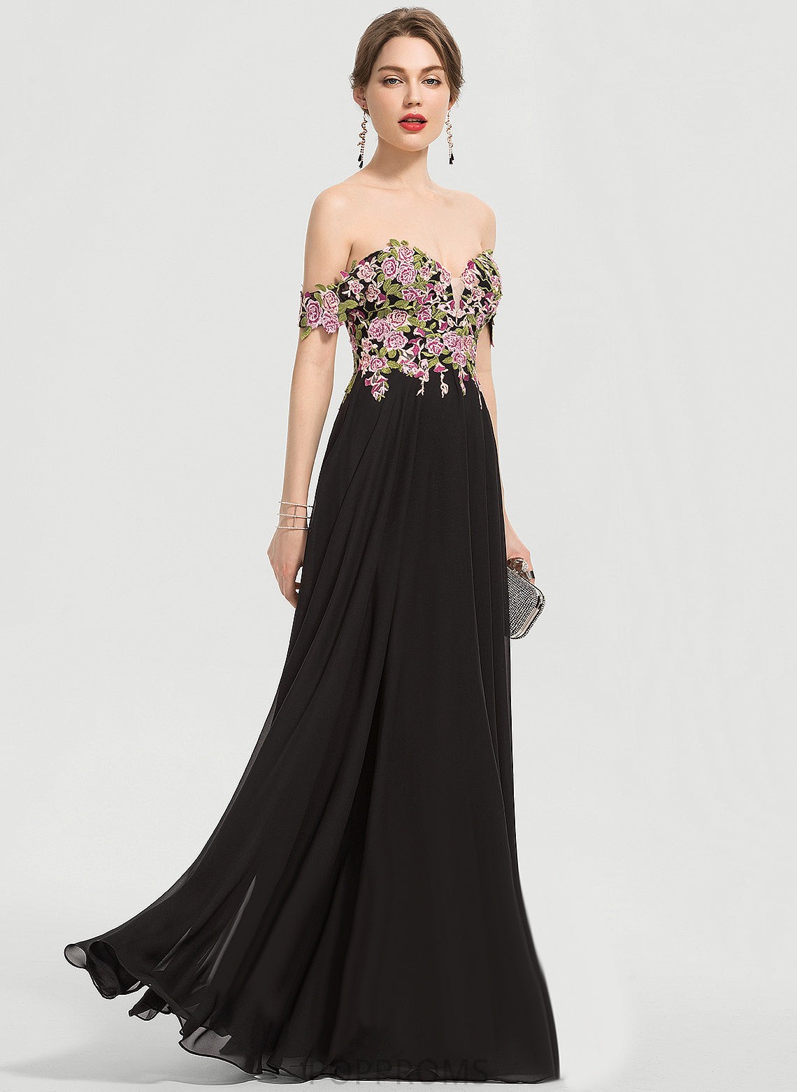 Prom Dresses Ball-Gown/Princess Lace Lillie Off-the-Shoulder Floor-Length Chiffon