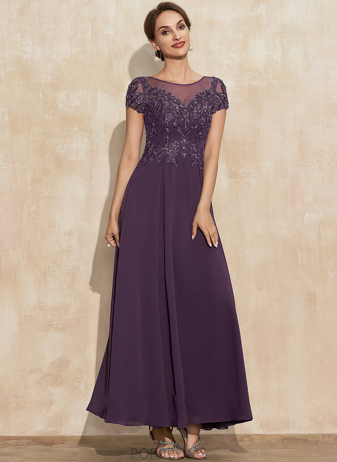 A-Line the Scoop Sequins Neck Lace Mother Ankle-Length Bride With Mother of the Bride Dresses Chiffon of Dress Hayden