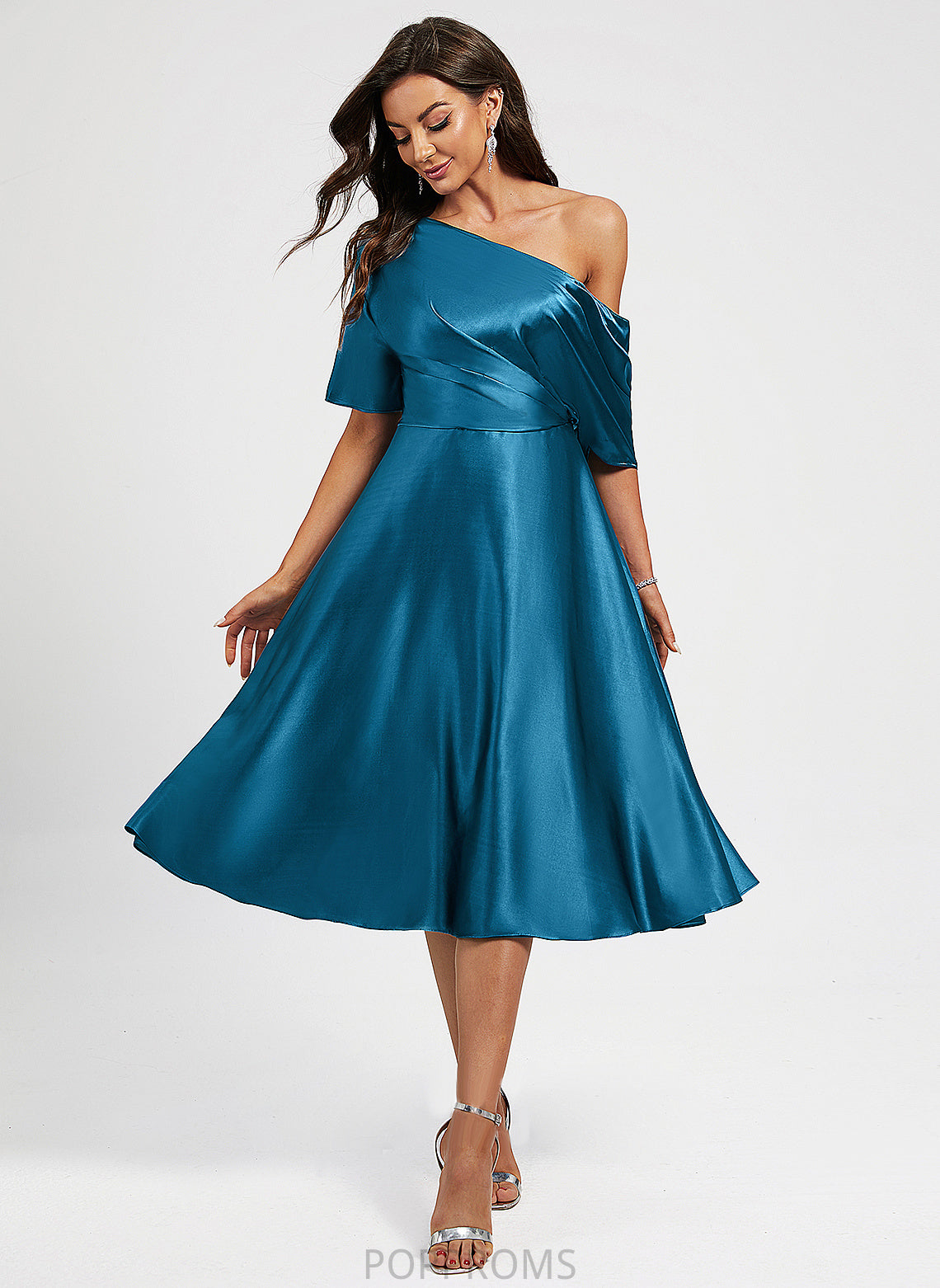 Cocktail Dresses One-Shoulder Knee-Length Delilah Cocktail Dress A-Line Charmeuse