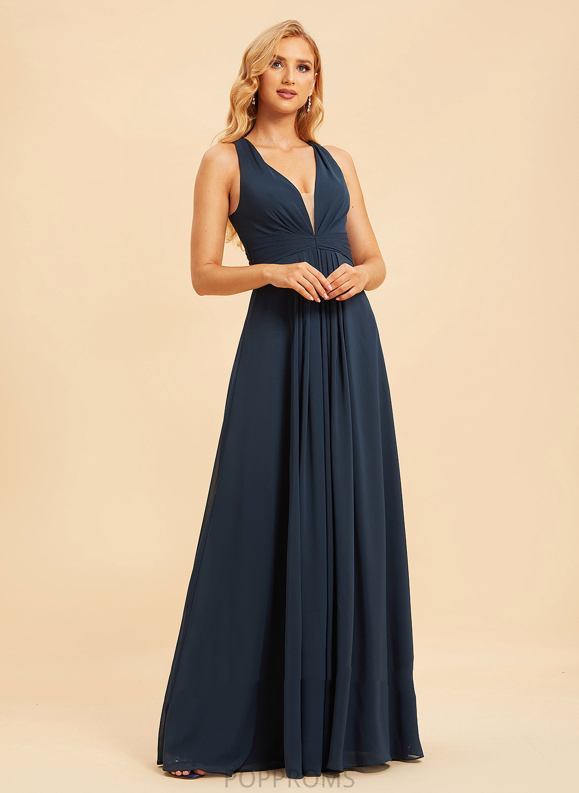 Floor-Length Embellishment V-neck Length Silhouette A-Line Neckline Fabric Ruffle Annie Floor Length Natural Waist Bridesmaid Dresses