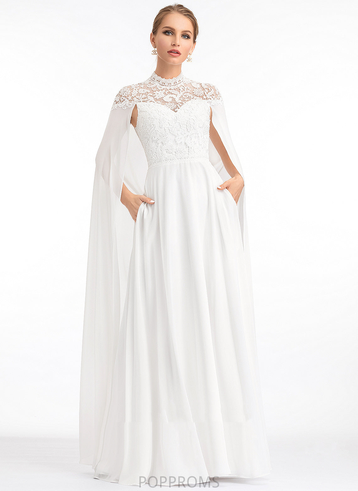 Lace Chiffon Charlotte Wedding Dresses Dress Floor-Length High Neck A-Line Wedding