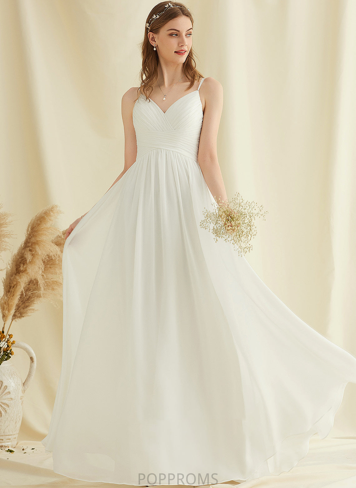 Brittany Chiffon Floor-Length Lace With Dress Wedding Wedding Dresses V-neck A-Line