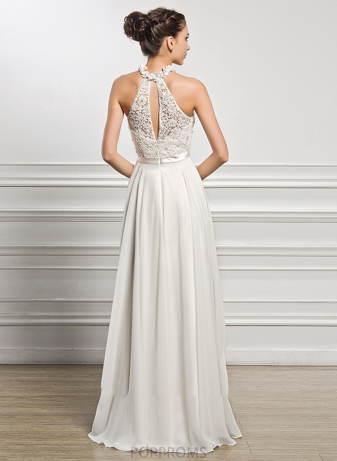 Wedding Makayla Dress Beading Chiffon Wedding Dresses Neck Sequins A-Line Scoop With Floor-Length