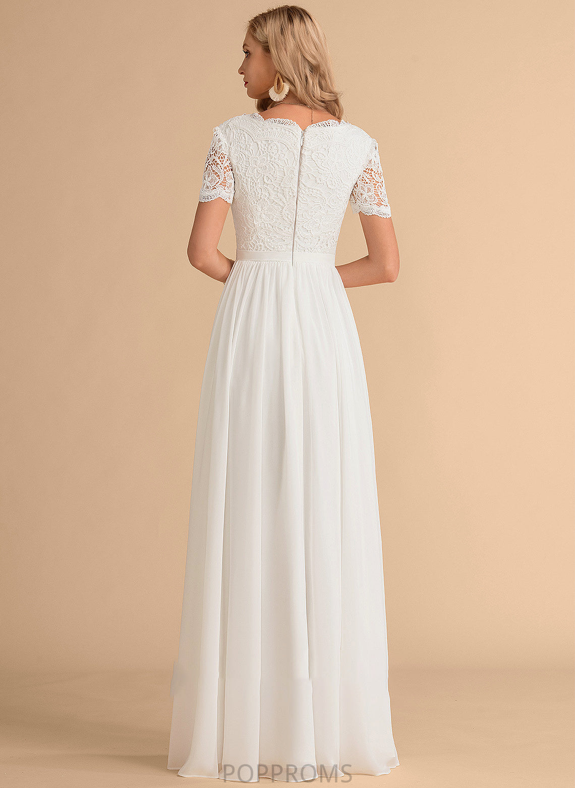 Dress Wedding Wedding Dresses Lace Krystal Chiffon V-neck A-Line Floor-Length