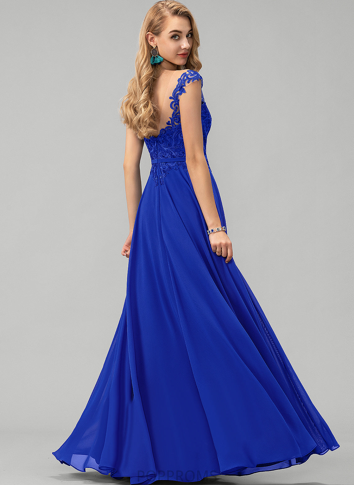 Floor-Length Prom Dresses Joan Scoop With Sequins Chiffon A-Line