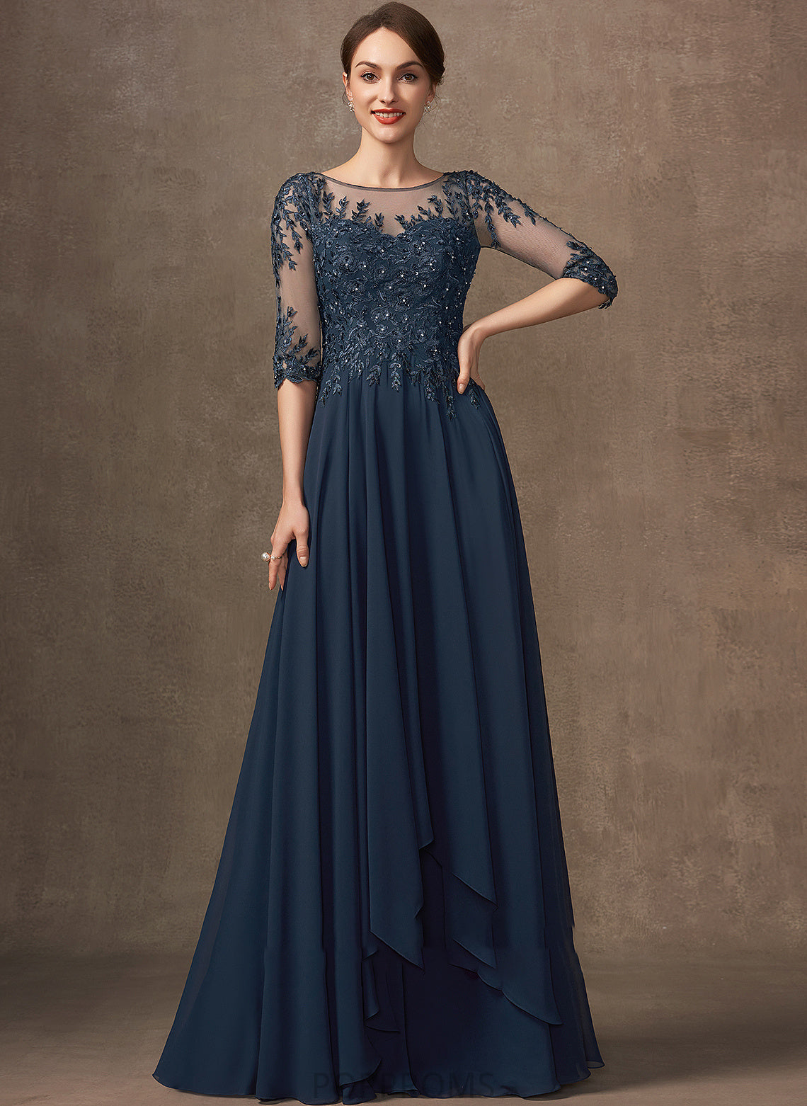 the A-Line Scoop Sequins Floor-Length Dress Lace With Rebekah Beading of Chiffon Bride Neck Mother Mother of the Bride Dresses