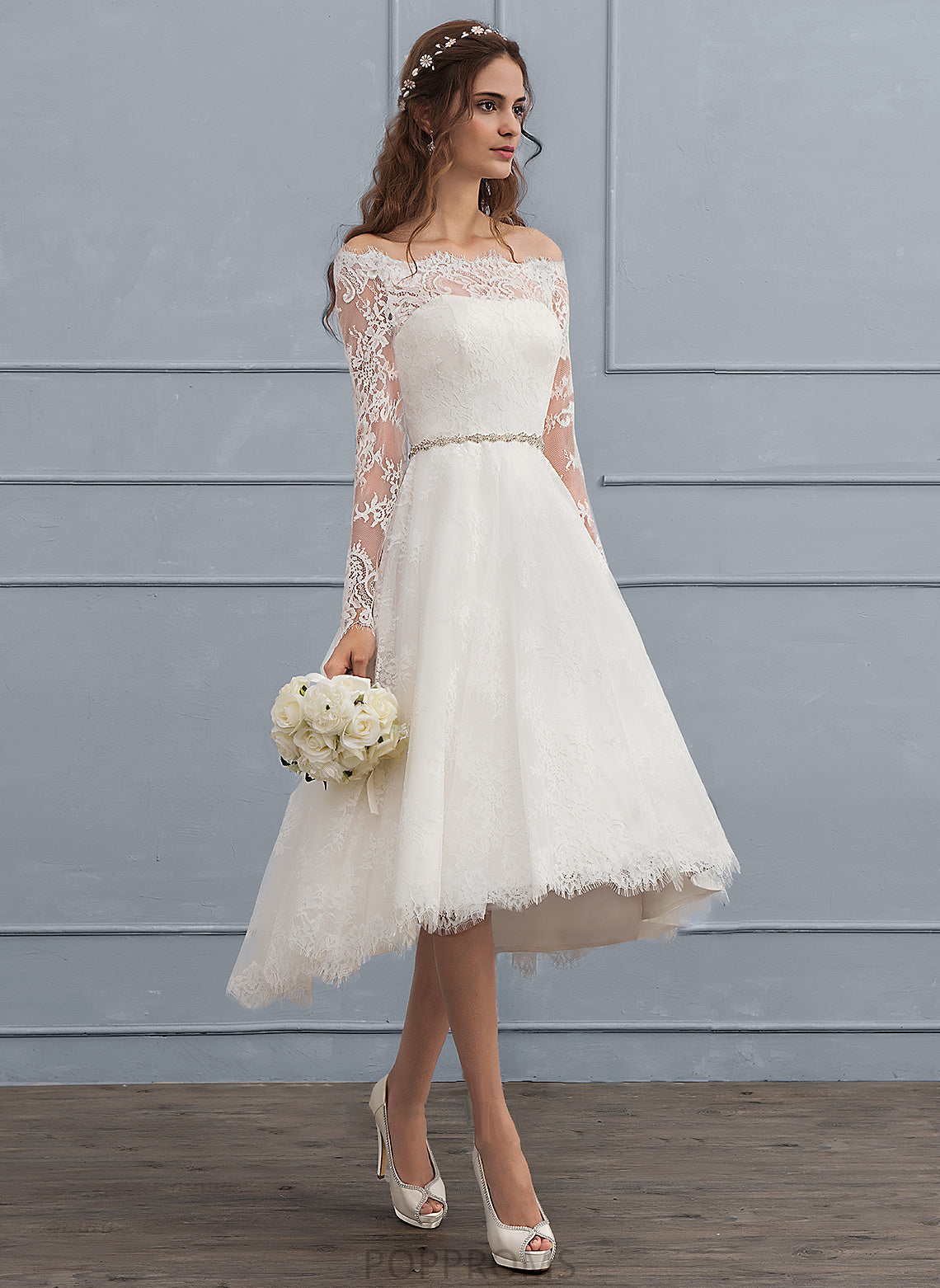 Asymmetrical A-Line Beading Wedding With Lace Wedding Dresses Dress Jaylin