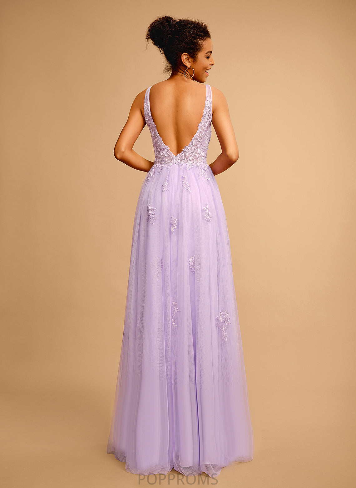 V-neck Ball-Gown/Princess Lace Prom Dresses Tulle Floor-Length Lucille