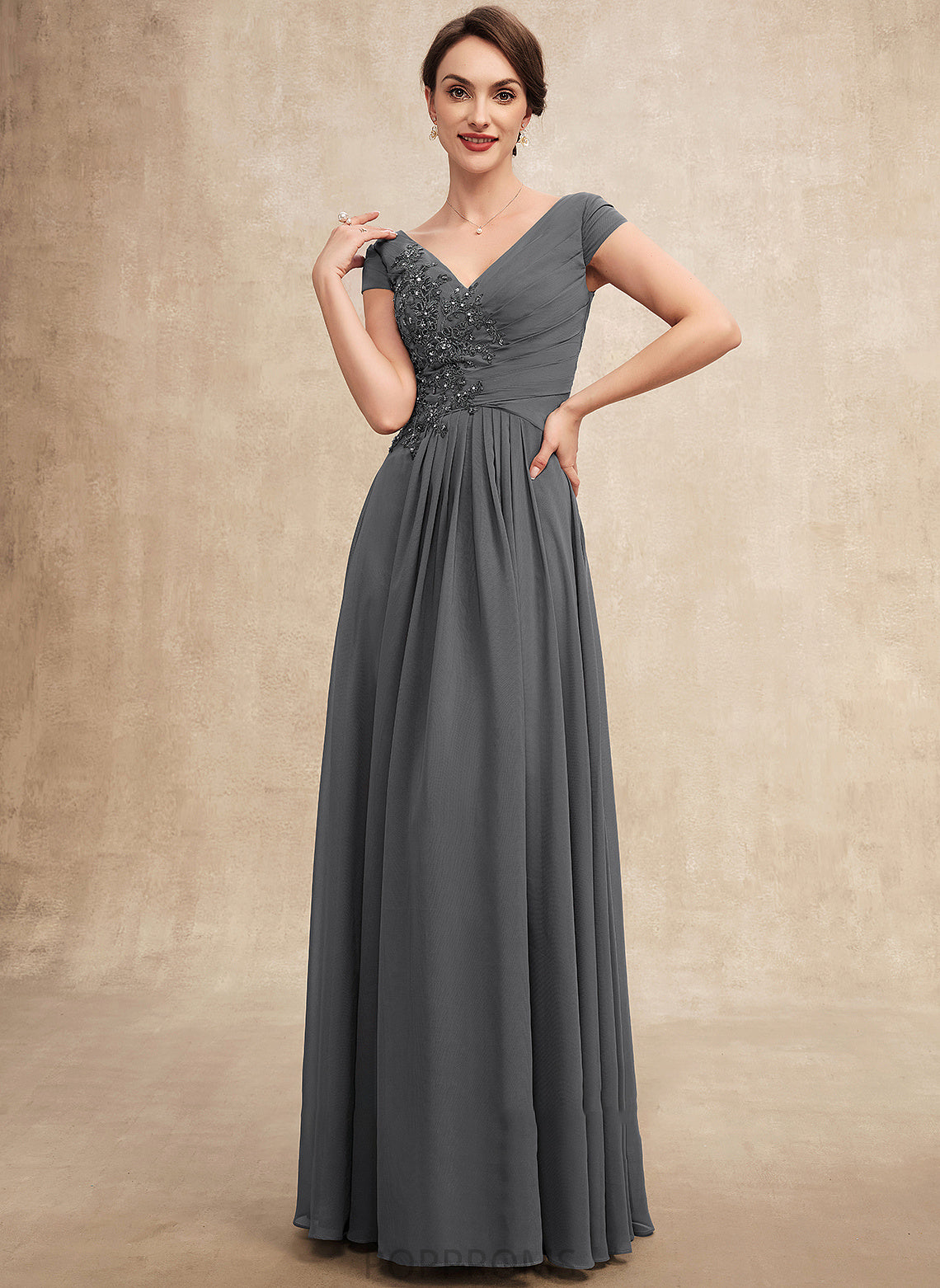 the Sequins With Mother Ruffle A-Line V-neck Chiffon Lace of Beading Floor-Length Mother of the Bride Dresses Dress Bride Margery